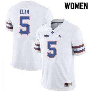 Women's Florida Gators #5 Kaiir Elam NCAA Jordan Brand White Authentic Stitched College Football Jersey ZCZ8062GS